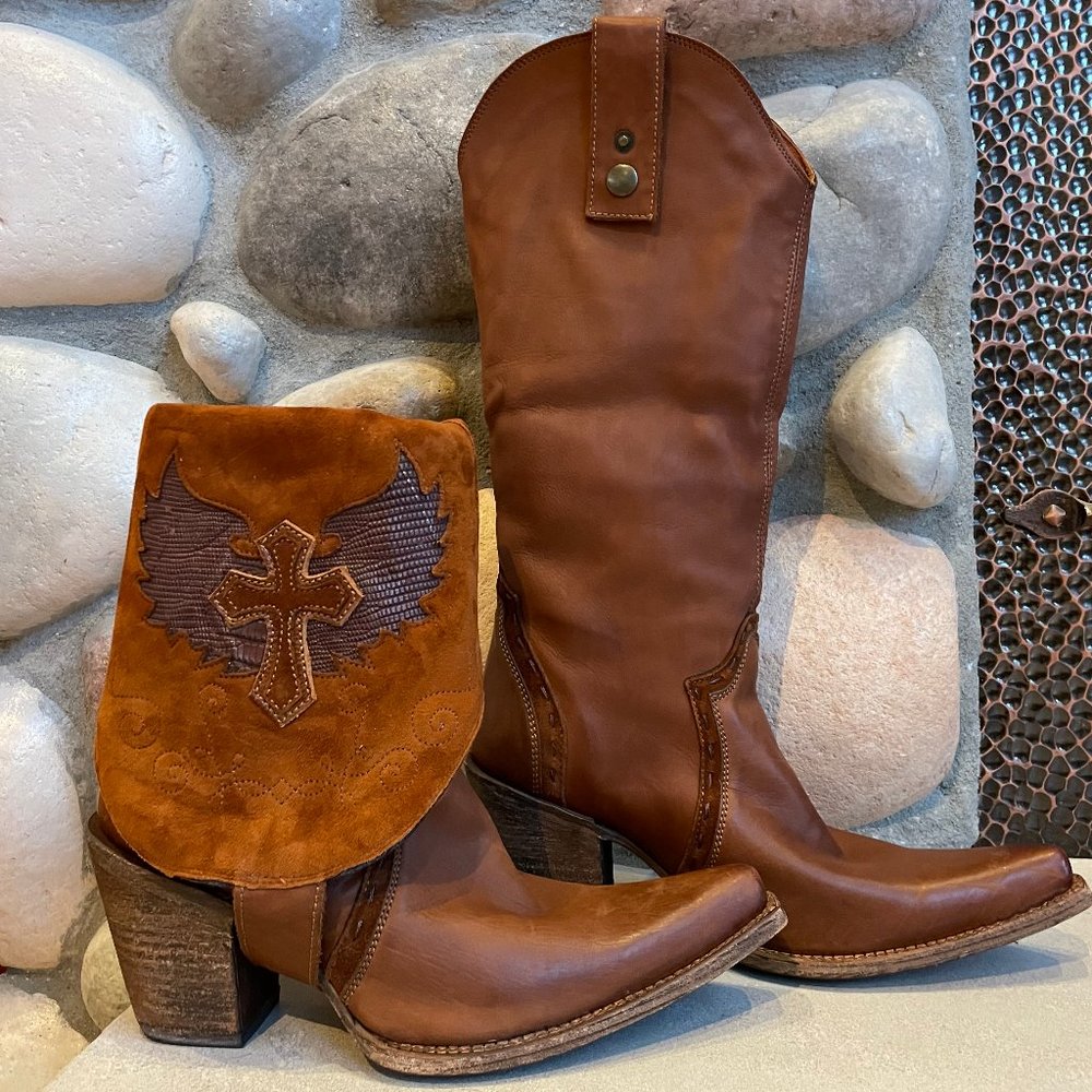 Corral Vintage Convertible 8.5 Handmade Cowboy Lambskin Leather Full/Ank…